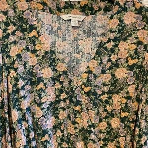 Green Floral Wrap Top